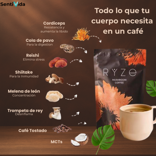 Café funcional con hongos. Sin ansiedad, sin inflamación. Solo bienestar real.